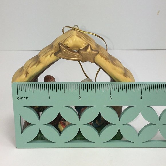 International Bazaar Nativity Scene In Creche Christmas Ornament Ceramic 4" Box - Picture 12 of 12